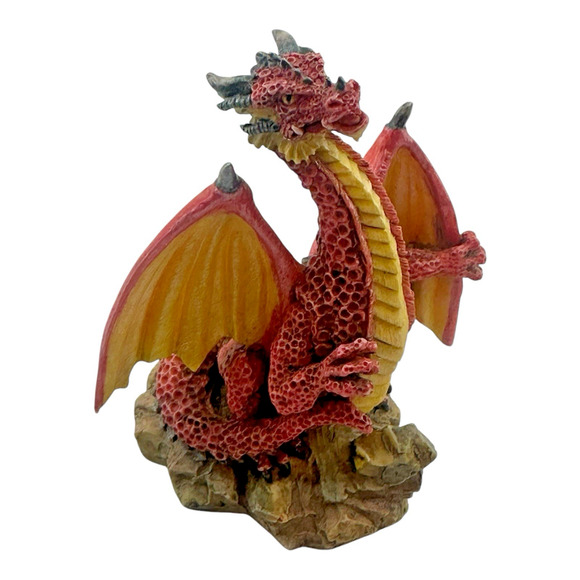 Vintage 1997 Myths & Legends #4I078 Red Dragon Gripping Wing Figurine w/ Box - Picture 2 of 13